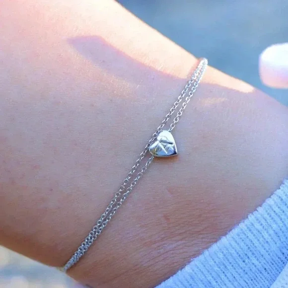 SILVER INITIAL ANKLET ❤️HEART CHARM PERSONALIZED ALPHABET DAINTY, ELDM22336 - Picture 6 of 12